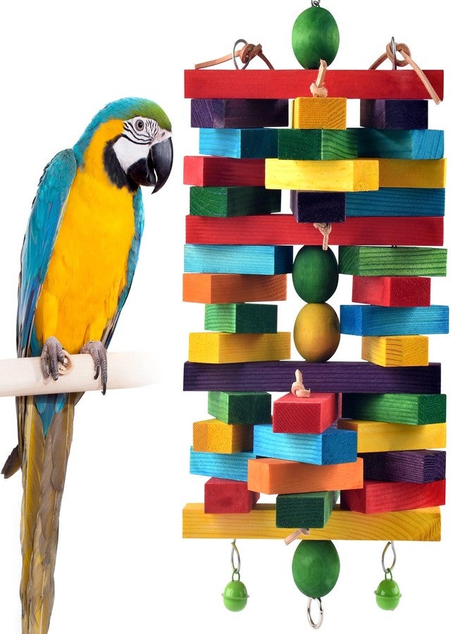 ERKOON Extra Large Bird Parrot Toys for Macaws, African Grey, Amazon Parrots Multicolored Natural Wooden Blocks Parrot Chewing Toy Bird Cage Bite Toy - Image 1